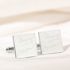 Custom Handwriting Cufflinks: Personalized Stainless Steel Men&#39;s Gift