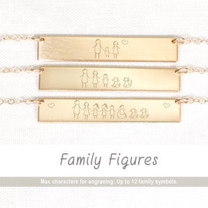 Family Necklace Custom Family Design Personalized Family Bar Bar necklace Gifts for Mother, Sisters, Grandmas Stick Figure Family image 1