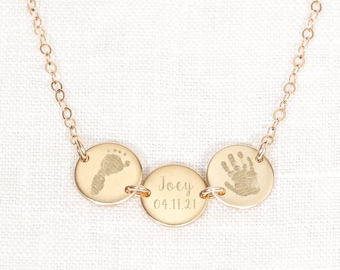 Handprint & Footprint Necklace or Bracelet • Child's Handprint • Actual Baby Footprints • New Baby Jewelry • Push Present • New Mom Jewelry