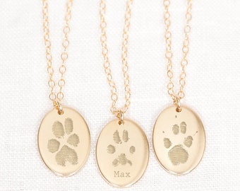 Oval Hunde Pfotenabdruck oder Nasenabdruck Halskette: Haustier Verlust Sympathie Geschenke