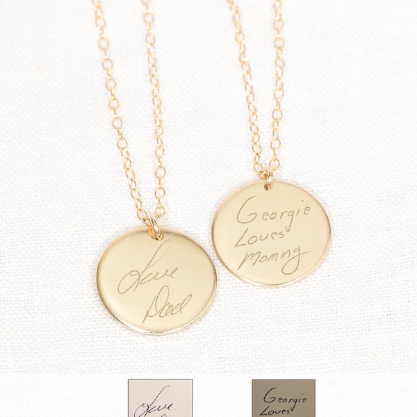 Custom Handwriting Necklace • Actual Handwriting Jewelry • Memorial Gift • Keepsake Jewelry • Engraved Handwriting • Meaningful Gifts