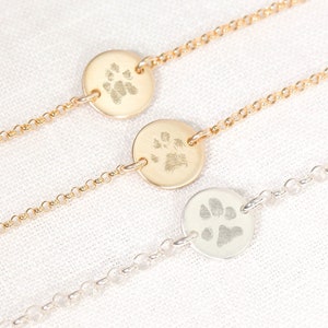 Custom Paw Print Disc Bracelet: Pet Memorial Jewelry