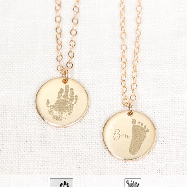 Personalized Handprint Necklace • Baby Handprint Pendant • Child Newborn Gift • New Baby Gift • New Mom Necklace • Baby Handprint Jewelry