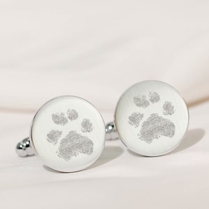 Custom Paw Print Cufflinks: Engraved Pet Memorial Jewelry