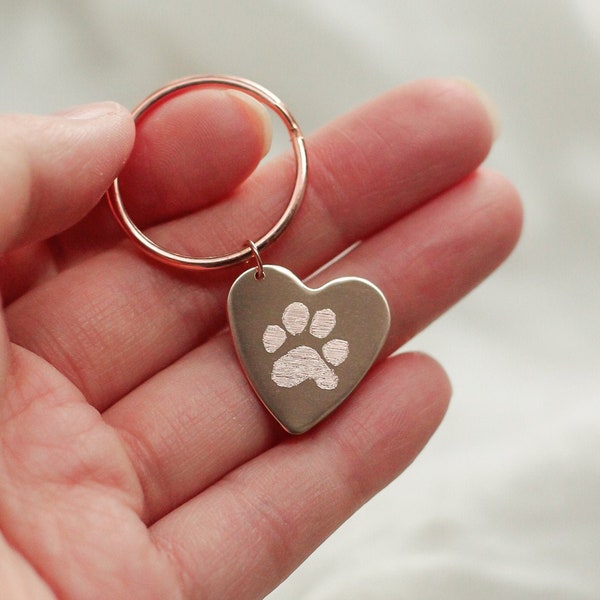 Actual Paw Print Keychain • Custom Heart Keychain • Personalized Heart Keychain • Custom Pawprint Key • Pet Keychain • Dog Key chain Jewelry