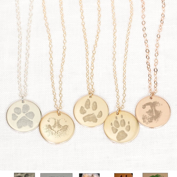 Paw Print Necklace • Custom Paw Print • Actual Paw Print Necklace • Pet Memorial Necklace • Sympathy Gifts • Pet Loss Jewelry • Large Disc