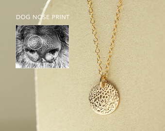 Custom Nose Print Disc Necklace: Pet Memorial Necklace, Larger Pendant