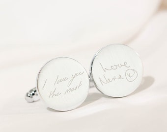 Engraved Handwriting Cufflinks • Custom Cufflinks for Him • Personalized Cufflinks • Wedding Gifts for Husband