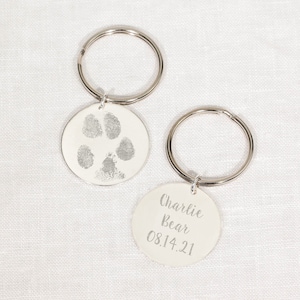 Paw Print Keychain Charm • Actual Paw Print • Memorial Key Chain • Pet Memorial Gifts • Father&#39;s Day Gifts • Dog Keychain