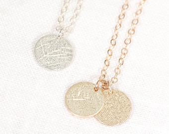 Custom Fingerprint Necklace • Memorial Fingerprint • Actual Fingerprint • Sympathy Gifts • Gifts for Mom • Handwriting • Fingerprint Jewelry