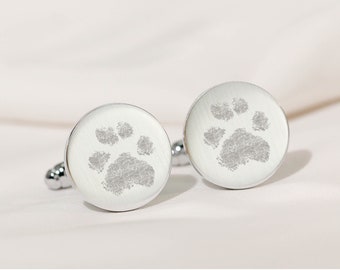 Paw Print Cufflinks • Your Pet&#39;s Actual Paw Print • Real Paw Print • Dog or Cat Paw Print • Cufflinks for Groom