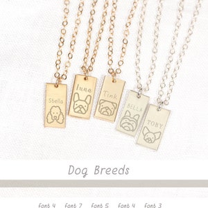 Dog Necklace • Personalized Dog Breed Necklace • Dog Tags • Custom Pet Necklace • Dog Name Necklace • Poodle, Frenchie, Pitbull, Labrador