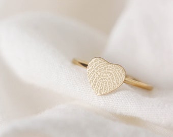 Gold Fingerprint Ring • Custom Fingerprint Ring • Engraved Fingerprints • Actual Fingerprint Ring • Sympathy Gift • Fingerprint Jewelry