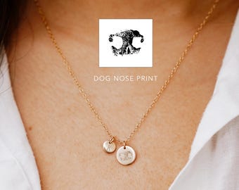 Dog Nose Print & Initial Charm Necklace: Personalized Pet Jewelry