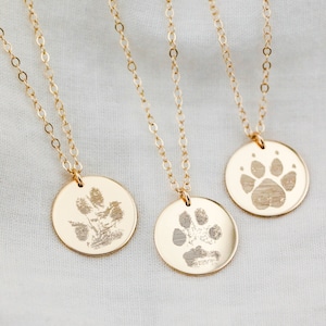Dog Paw Print Necklace: Nose Print Pendant, Pet Memorial Jewelry
