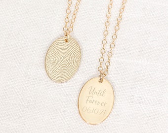 Oval Fingerprint Necklace •  Fingerprint Memorial Necklace •  Thumbprint Necklace •  Remembrance Necklace