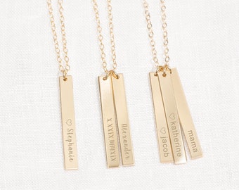 Vertical Bar Necklace • Skinny Bar Necklace • Multi Bar Necklace • Name Bar Necklace