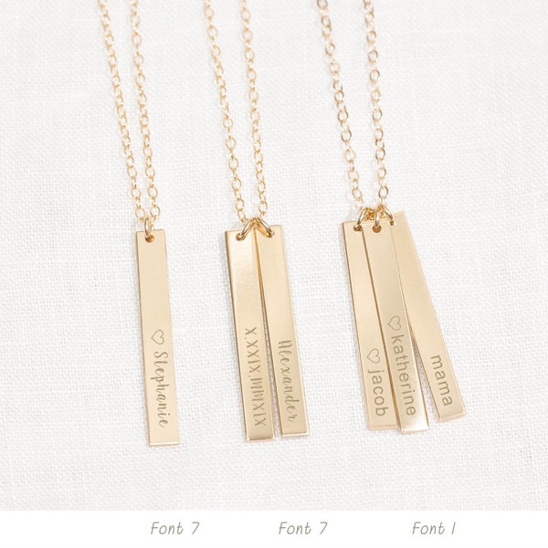 Vertical Bar Necklace • Skinny Bar Necklace • Multi Bar Necklace • Name Bar Necklace