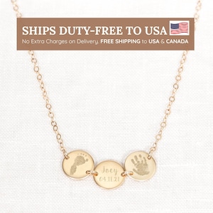 Handprint & Footprint Necklace or Bracelet • Child&#39;s Handprint • Actual Baby Footprints • New Baby Jewelry • Push Present • New Mom Jewelry