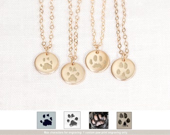 Paw Print Necklace • Actual Paw Print • Pet Memorial Jewelry • Cat or Dog Paw Print • Pet Loss • Engraved Paw Print • Remember Your Pet