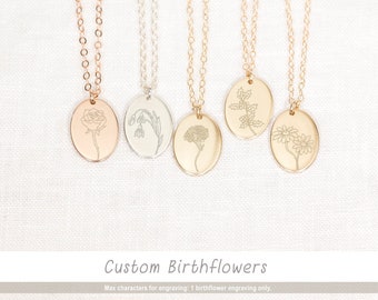 Personalized Birth Flower Necklace • Birth Month Necklace • Custom Birth Flower Necklace • Mom Necklace • Birth Flower Jewelry • Wildflower