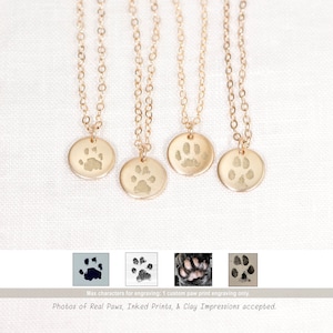 Paw Print Necklace Actual Paw Print Pet Memorial Jewelry Cat or Dog Paw Print Pet Loss Engraved Paw Print Remember Your Pet image 1