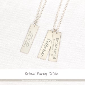 Personalized Vertical Necklace • Vertical Bar Necklace • Bridesmaid Gift Jewelry • Gift for Bridesmaids