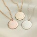 Personalized Disc Necklace • Custom Disc Jewelry • Large Disc Pendant • Gold Disc Necklace • Silver Disc Necklace • Roman Numeral, Name Disc