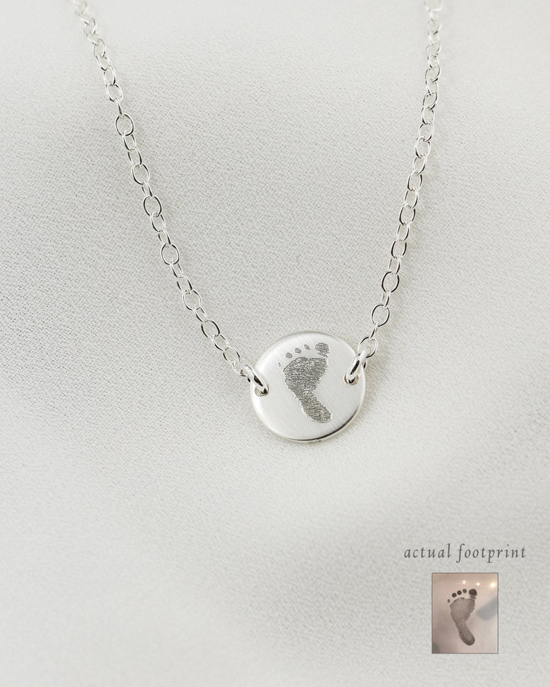 Custom Handprint Necklace Footprints Necklace Your Child's Actual Handprint New Mom Necklace Mother's Necklace Fingerprint Jewelry image 2