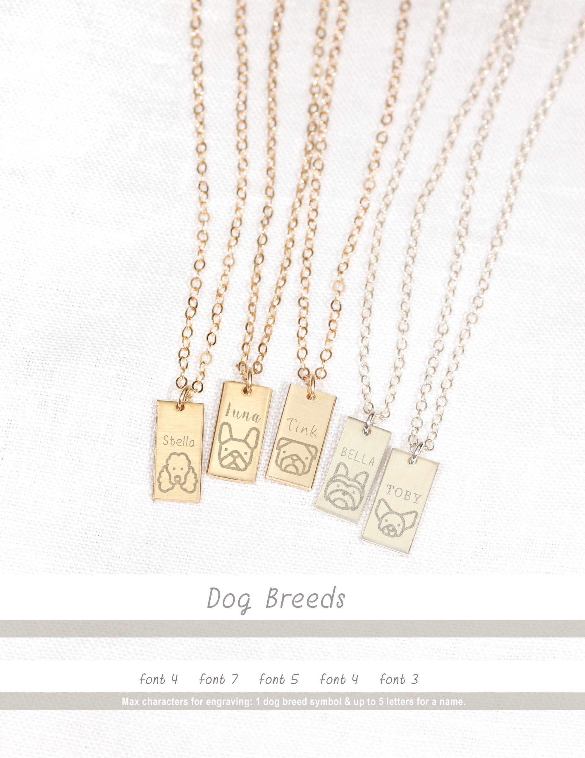 Dog Necklace Personalized Dog Breed Necklace Dog Tags Etsy