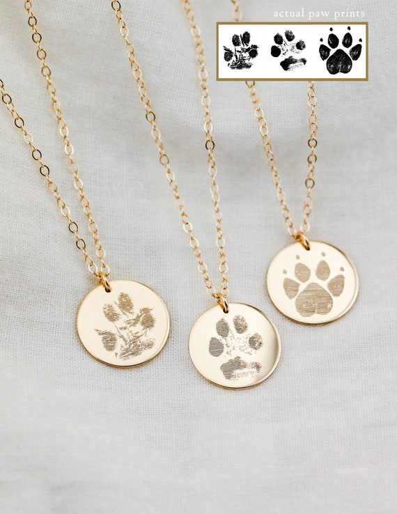 Dog Paw Print Necklace: Nose Print Pendant, Pet Memorial Jewelry
