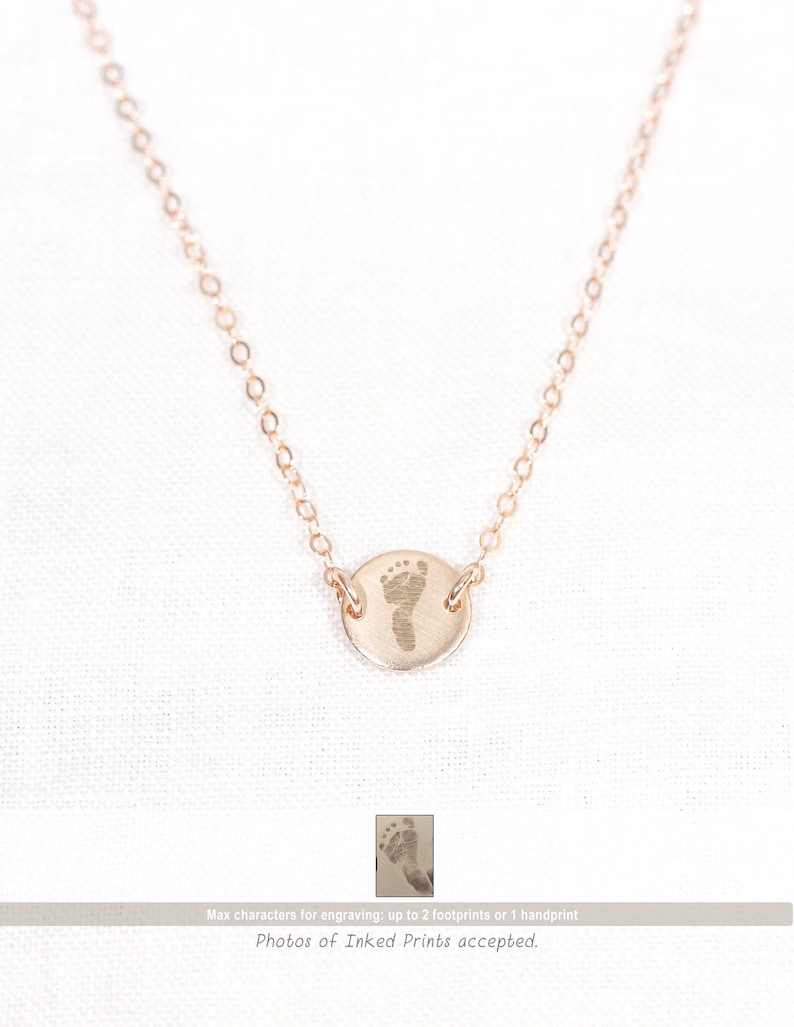 Custom Handprint Necklace Footprints Necklace Your Child's Actual Handprint New Mom Necklace Mother's Necklace Fingerprint Jewelry image 1