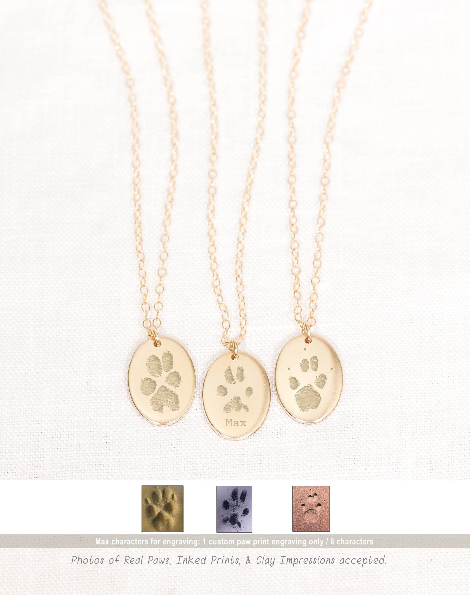 Personalized Paw Print Necklace Oval Necklace Dog Paw Etsy Canada
