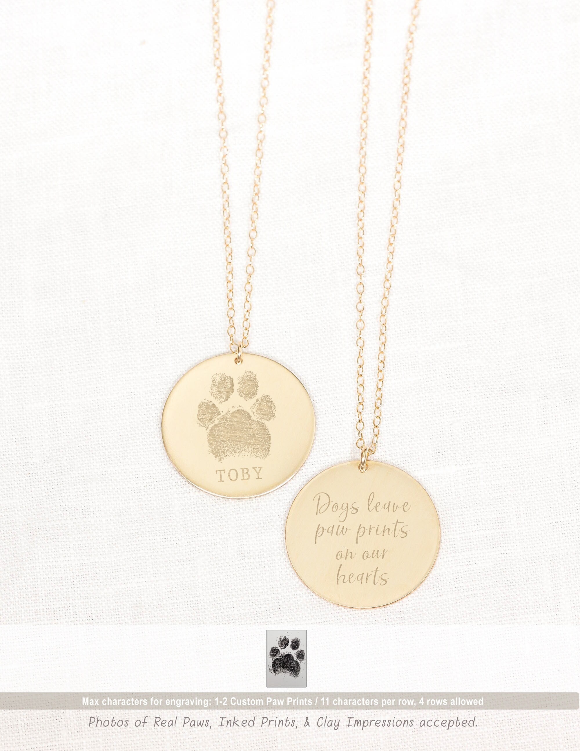 Personalized Dogs Leave Pawprints Heart Necklace Personalized Dogs Leave Pawprints Heart Necklace