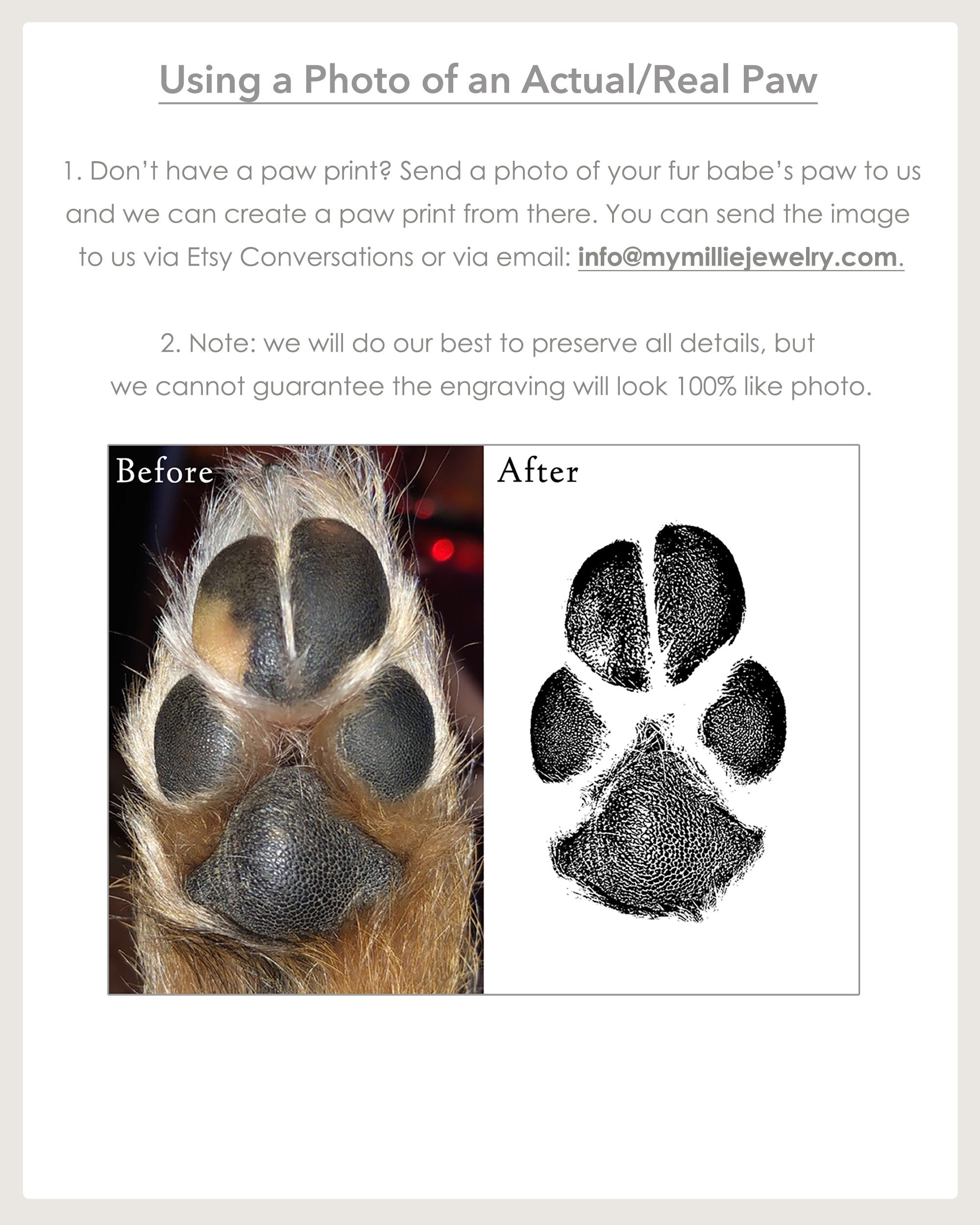Paw Print Editing Fees for Photos of Actual Paws -  Canada