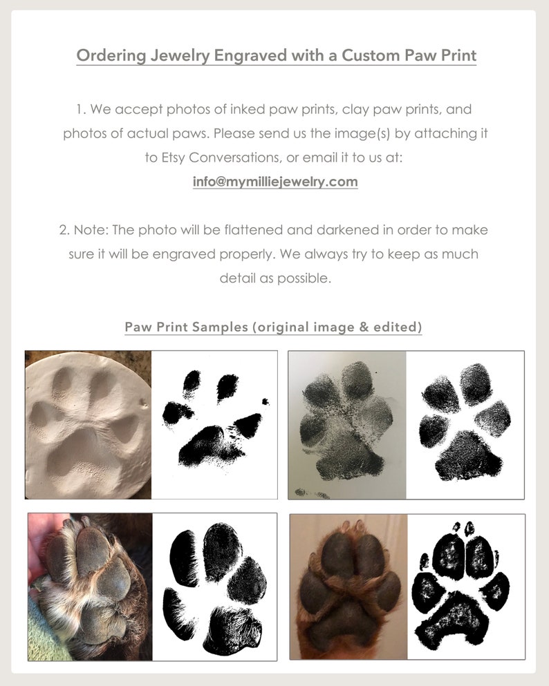 Paw Print Necklace Actual Paw Print Pet Memorial Jewelry Cat or Dog Paw Print Pet Loss Engraved Paw Print Remember Your Pet image 5