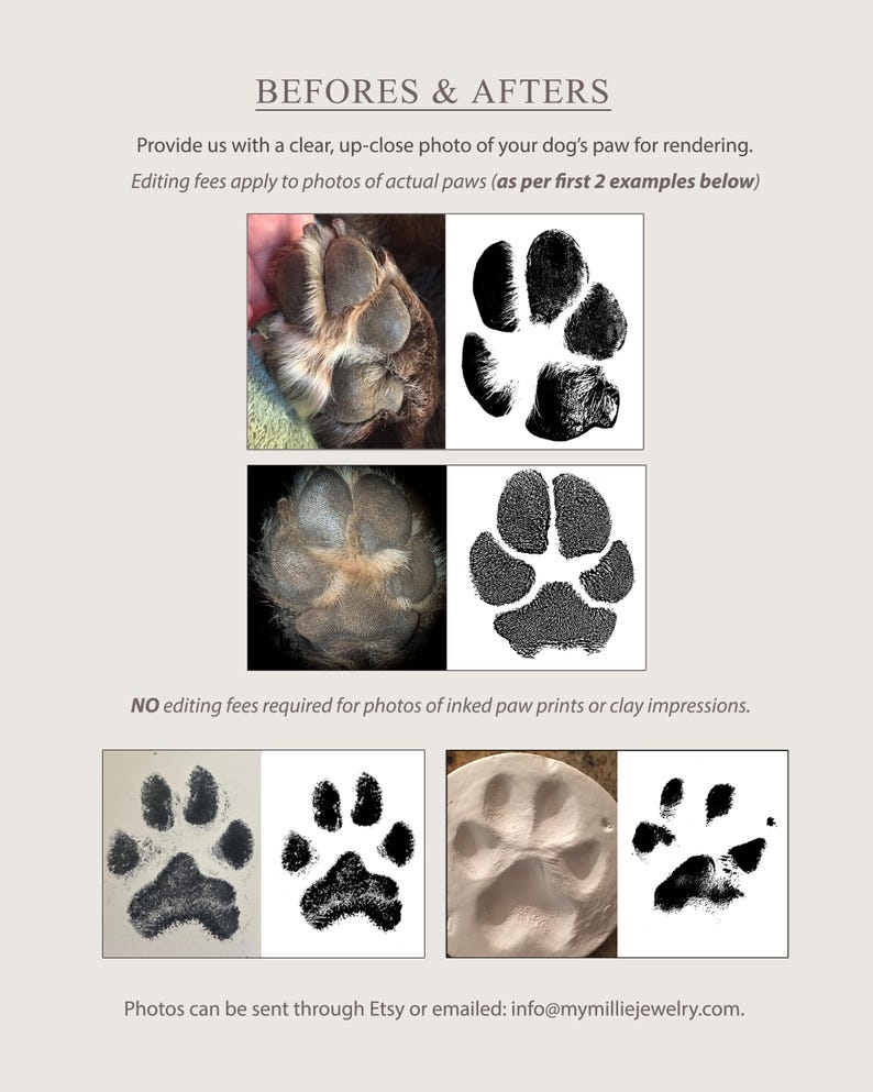 Actual Dog Paw Print Necklace: Custom Nose Print, Pet Memorial Jewelry image 5