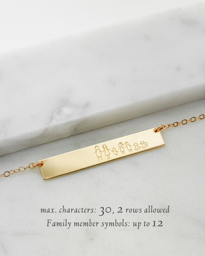 Family Necklace Custom Family Design Personalized Family Bar Bar necklace Gifts for Mother, Sisters, Grandmas Stick Figure Family image 2