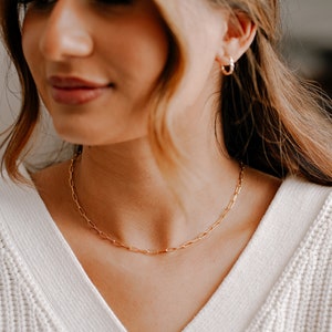 Paperclip Chain Necklace • Drawn Cable Chain Necklace • Minimalist Layering Chain