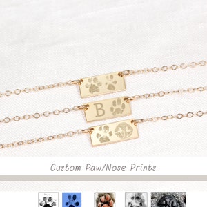 Collar de barra de impresión de pata real • Collar de impresión de pata personalizado • Regalo para amantes de mascotas • Collar de pata de perro • Collar de pata de gato