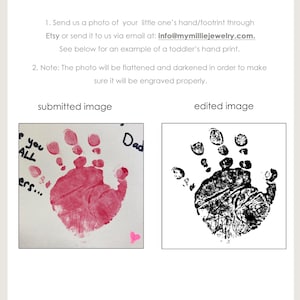 May include: A side-by-side comparison of a pink handprint on white paper with the text "you ALL ers... Dad" and a black and white version of the same handprint. The black and white version is a flattened and darkened version of the original handprint.