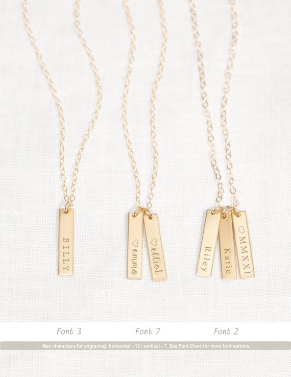 Skinny Bar Necklace Vertical Gold Bar 