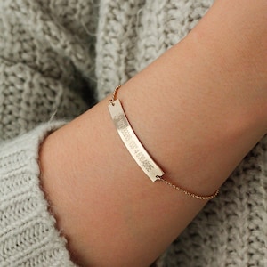 Custom Engraved Bar Bracelet: Coordinates, Roman Numerals, Names