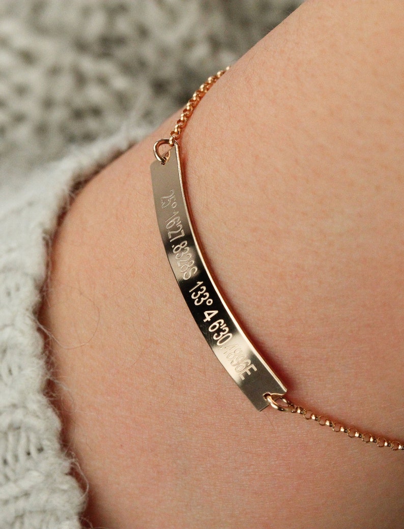 Custom Coordinate Bracelet Wanderlust Jewelry Coordinates Jewelry Engraved Latitude Longitude Roman Numerals Bracelet Gift for Mom image 4