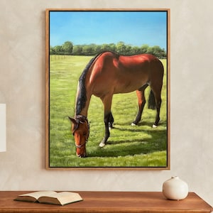 Peinture à l&#39;huile de cheval encadrée, peinture d&#39;animal de compagnie personnalisée, peinture de cheval rustique, art équestre personnalisé, peinture de poney, art de cheval, cadeau de propriétaire de cheval