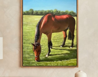 Framed Horse Oil Painting, Custom Pet Painting, Rustic Horse Painting, Personalized Equestrian Art, Pony painting,Horse Art,Horse Owner Gift