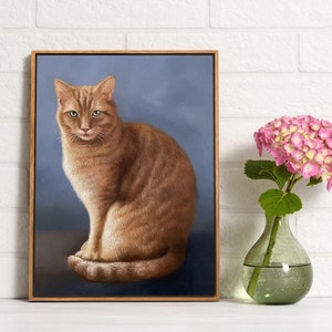 Custom Cat Painting on Canvas, Framed Pet Painting, Hand-Painted Oil Portrait, Personalized Pet Gift with Floating Frame,Framed Pet Portrait