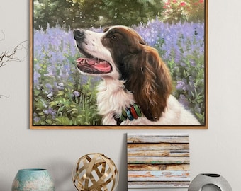 Commission Pet Portrait from Photo,Framed Pet Painting,Framed Dog Portrait,Oil Painting of Your Dog, Custom Portrait on Canvas,Pet Loss Gift