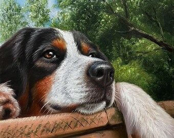 Custom Pet Portrait Painting on Canvas, Personalized Dog Painting from Photo, Custom Pet Photo Gifts, Realistic Dog Portrait, Dog Mom Gift