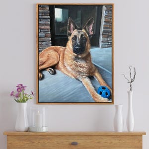 Framed Pet Oil Painting on Canvas, Custom Pet Portrait from Photo, Hand Painted Dog Portrait, Memorial Gifts, Custom Art, Pet Memorial Gift